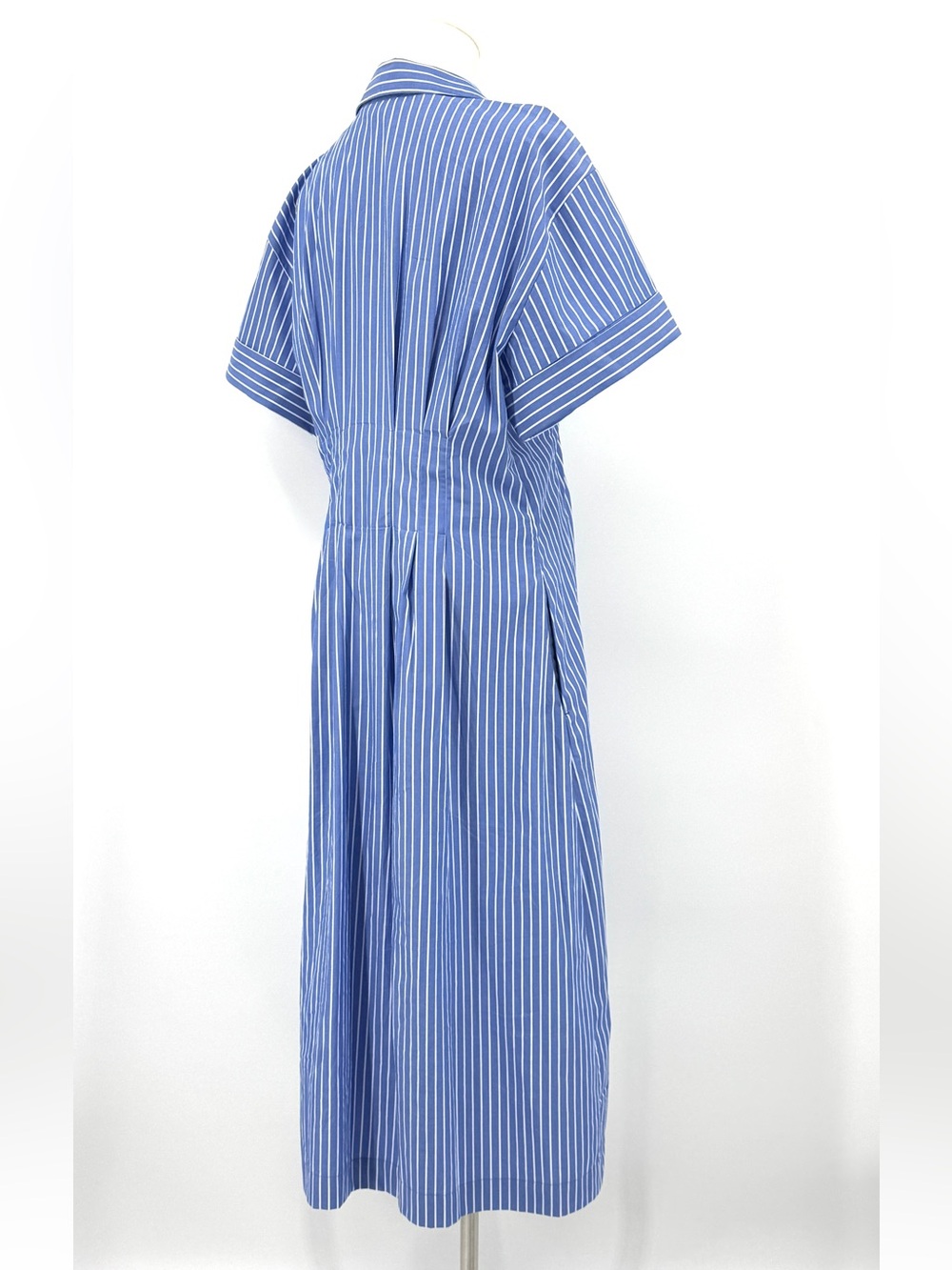 J. Crew Blue Striped Button-Front Women’s Dress fit and flare - Picture 3 of 9